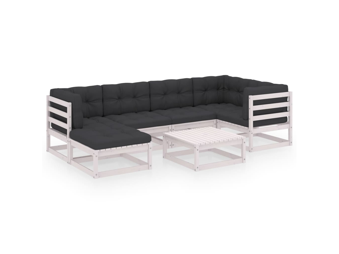 Conjunto de 7 Lounge de Jardim C/ Almofadões Pinho Maciço MAISON EXCLUSIVE