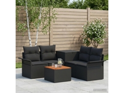 Vidaxl Conjunto De Sofás 6 Unid. 4-número De Lugares Preto