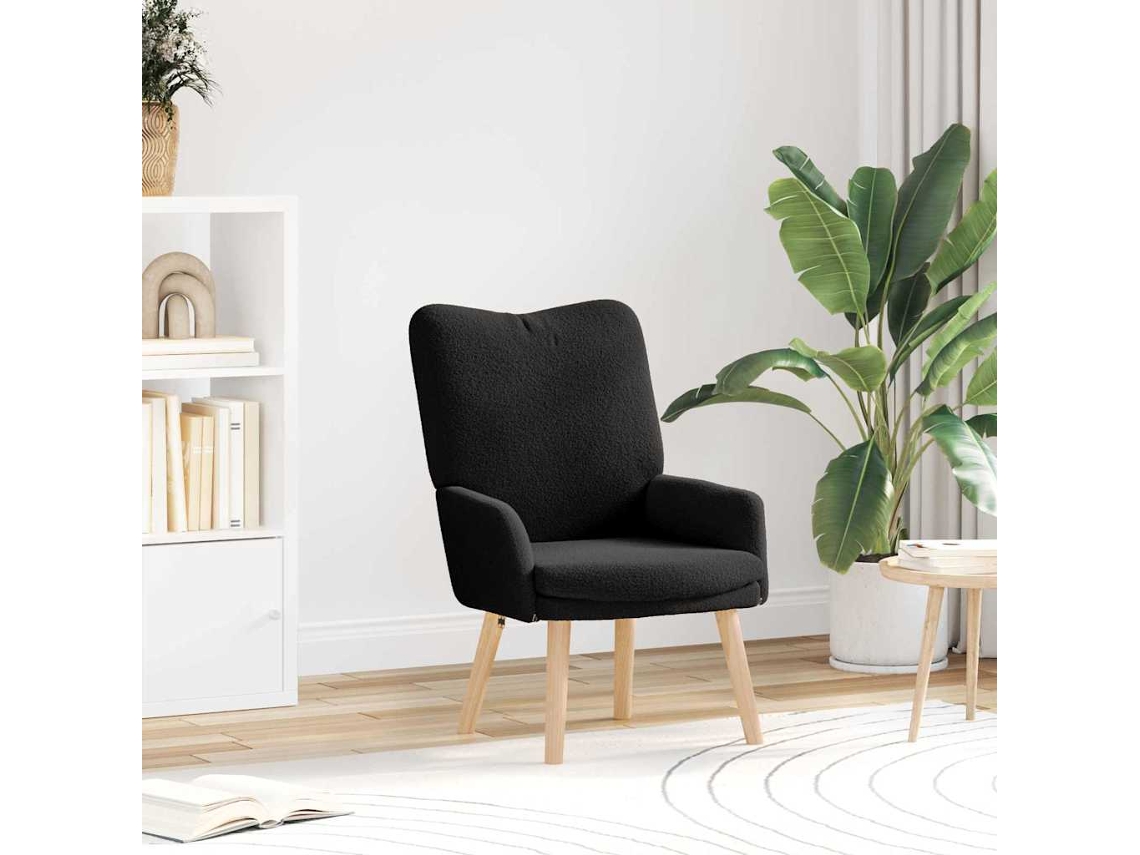 Vidaxl Poltrona Preto 63 X 67 X 94 Cm Tecido De Ovelha E Compensado