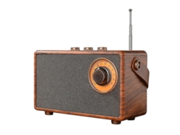Rádio Fm Retrô, Rádio Bluetooth Portátil De Madeira, Alto Falante Para Graves, Tocador De Mp3 Viva Voz, Suporte Para Usb/cartão Tf Brilvibera