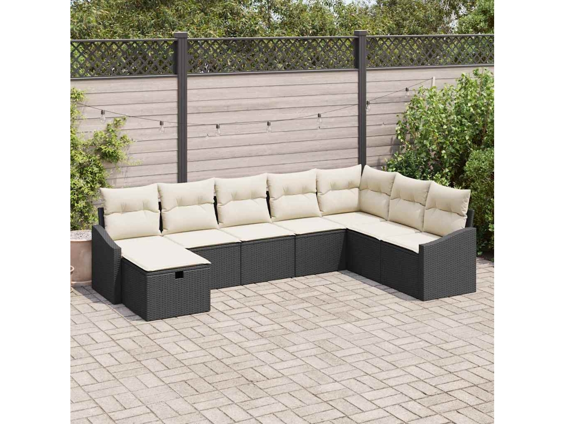 Vidaxl Conjunto De Sofás Com Almofada 9 Pcs Vime Pe