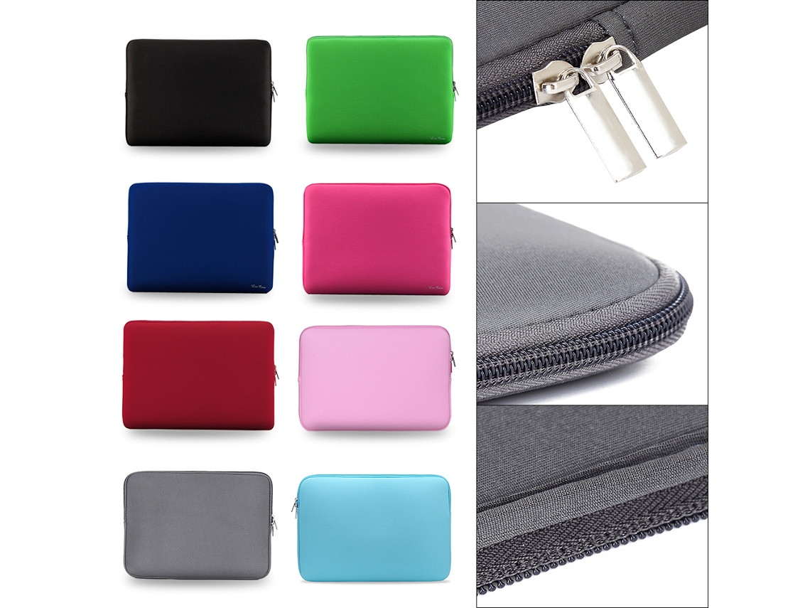 Capa Com Zíper De Couro Cinza Suave Para Notebook Macbook Pro Ultrabook De 15-15.6 Polegadas
