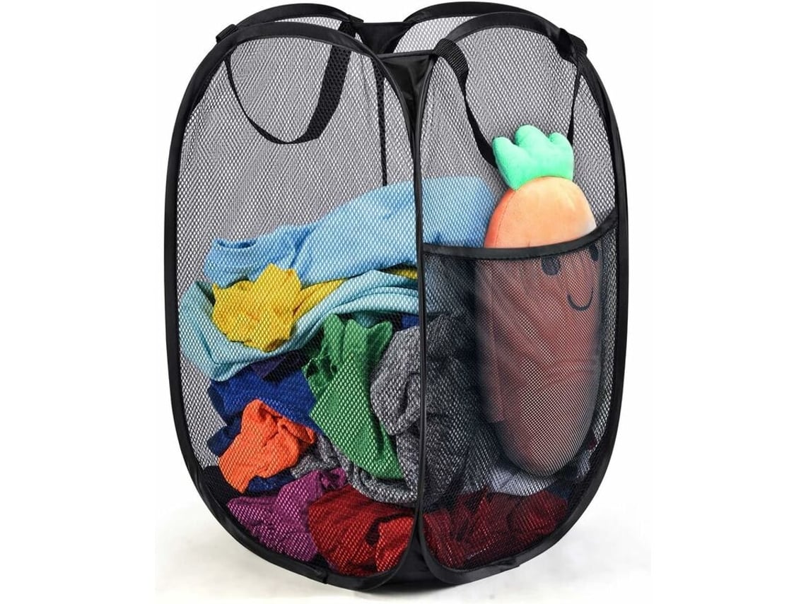 Cesto De Roupa Dobrável, Cesto De Arrumação Para Roupa Suja Com Pega, 60 X 34 X 34 Cm (preto)