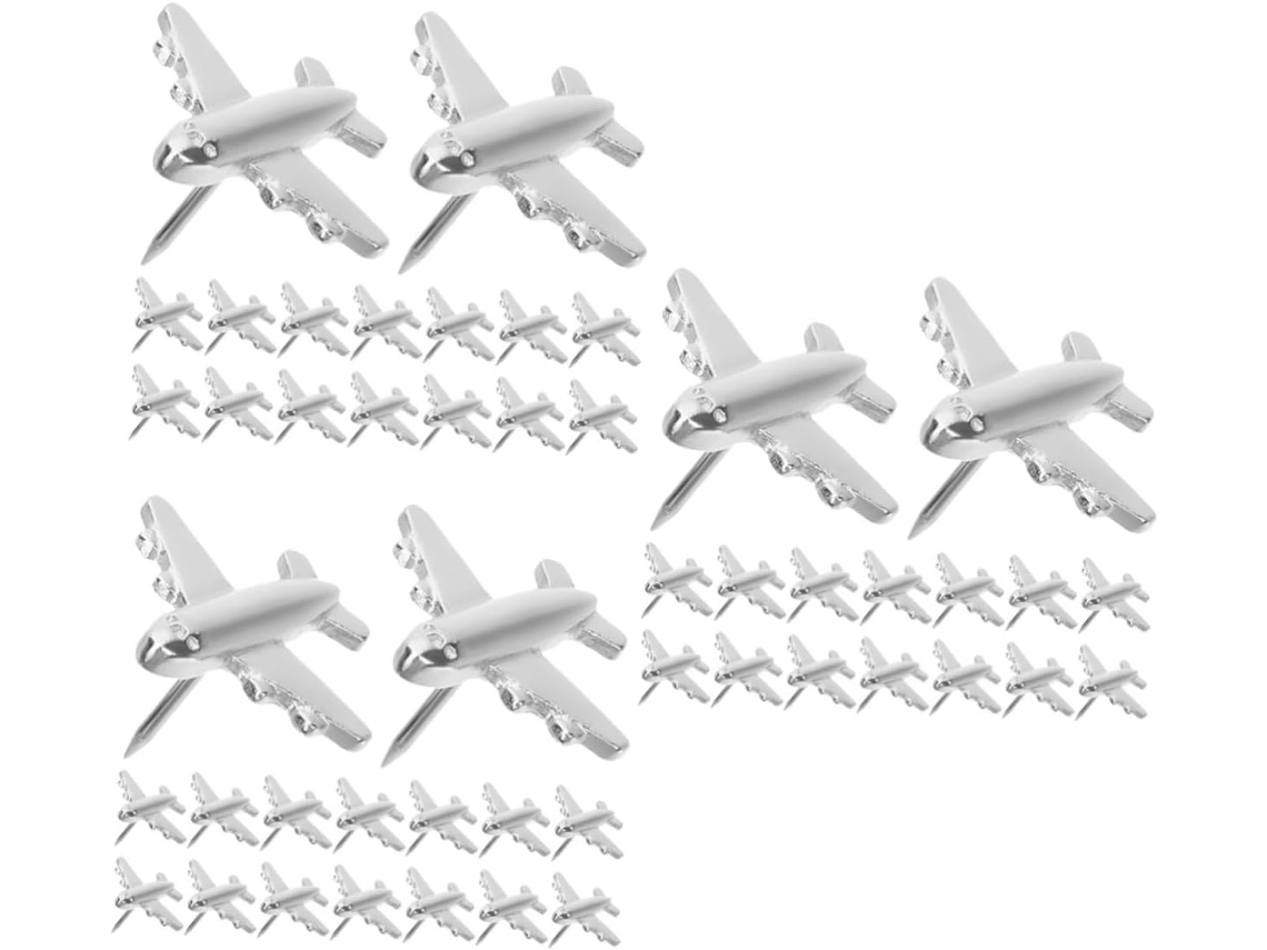 Série 3 Tachinhas De Metal Em Formato Avião, Parede, Para Placas,