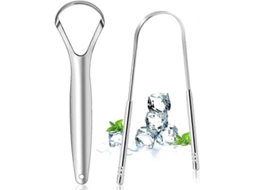 2 Peças Raspa De Língua De Aço Inoxidável Para Limpeza Bucal Qualidade Superior