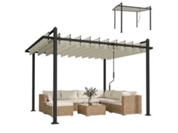Pérgola de Jardim PROFESIA BOYANG 3x3,8 m com toldo ajustável e estrutura de alumínio