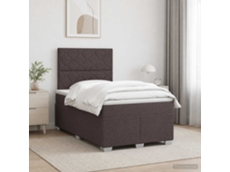 Vidaxl Cama Box Spring Com Colchão Marrom Escuro 120 X 200 Cm Tecido