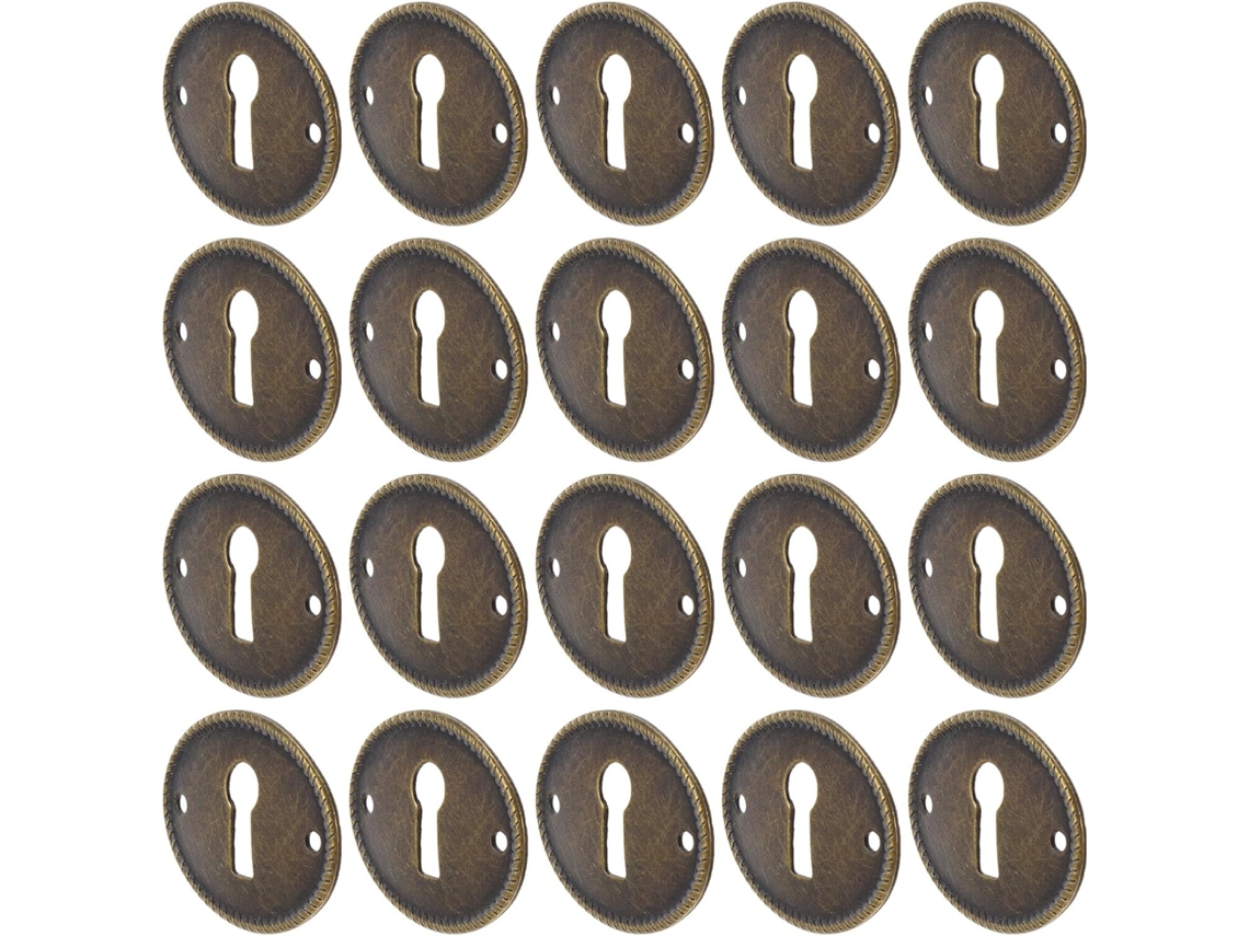 Nuobesty Conjunto De 20-placas Ovais Vintage Ferro Para Orifícios Fechadura, Ideais Para Portas De Armários E Caixas