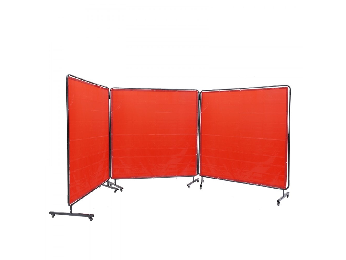 Cortina De Solda 3 Painéis 1,8x1,8m Vermelha Com Proteção Uv Tekmaquinas