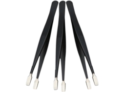Conjunto De 3 Pinças Easy-Clean Para Cílios, Aço, Pretas