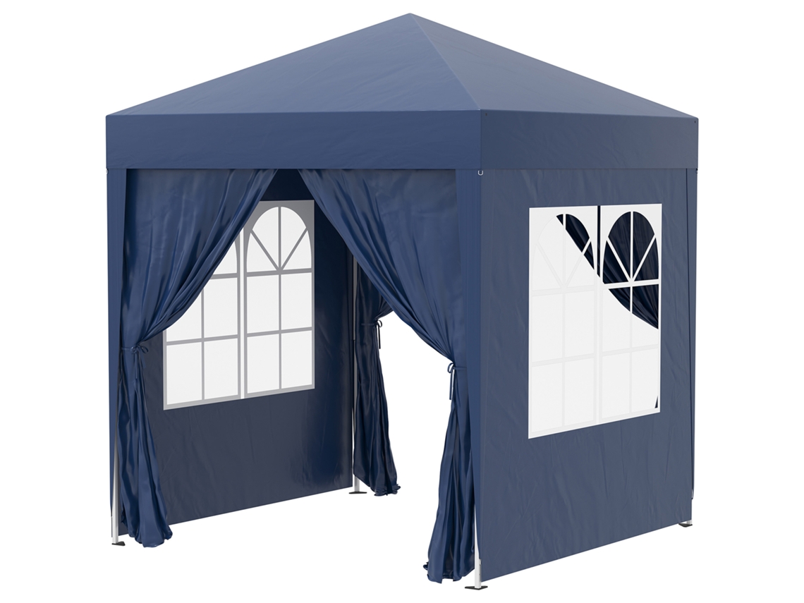 Gazebo Dobrável 2x2m 4 Painéis Laterais Janela Porta Oxford VELTRIX