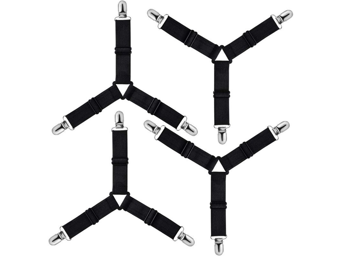 2026 tensores Triangulares Ajustables para Sábanas Fundas, Fundas de Plancha Y Sofá (negro, Pack de 4)