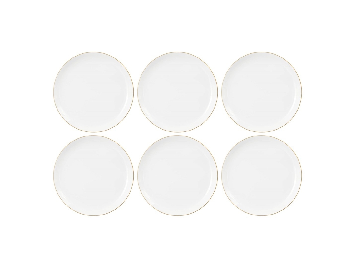 6 Peças 27,5 Cm Branco Com Detalhes Dourados