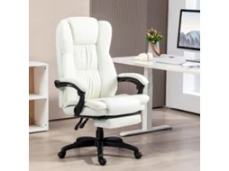 Cadeira De Escritório Com Altura Ajustável 6 Pontos De Massagem E Apoio Para Os Pés Retrátil 68,5x68,5x113-121 Cm Creme