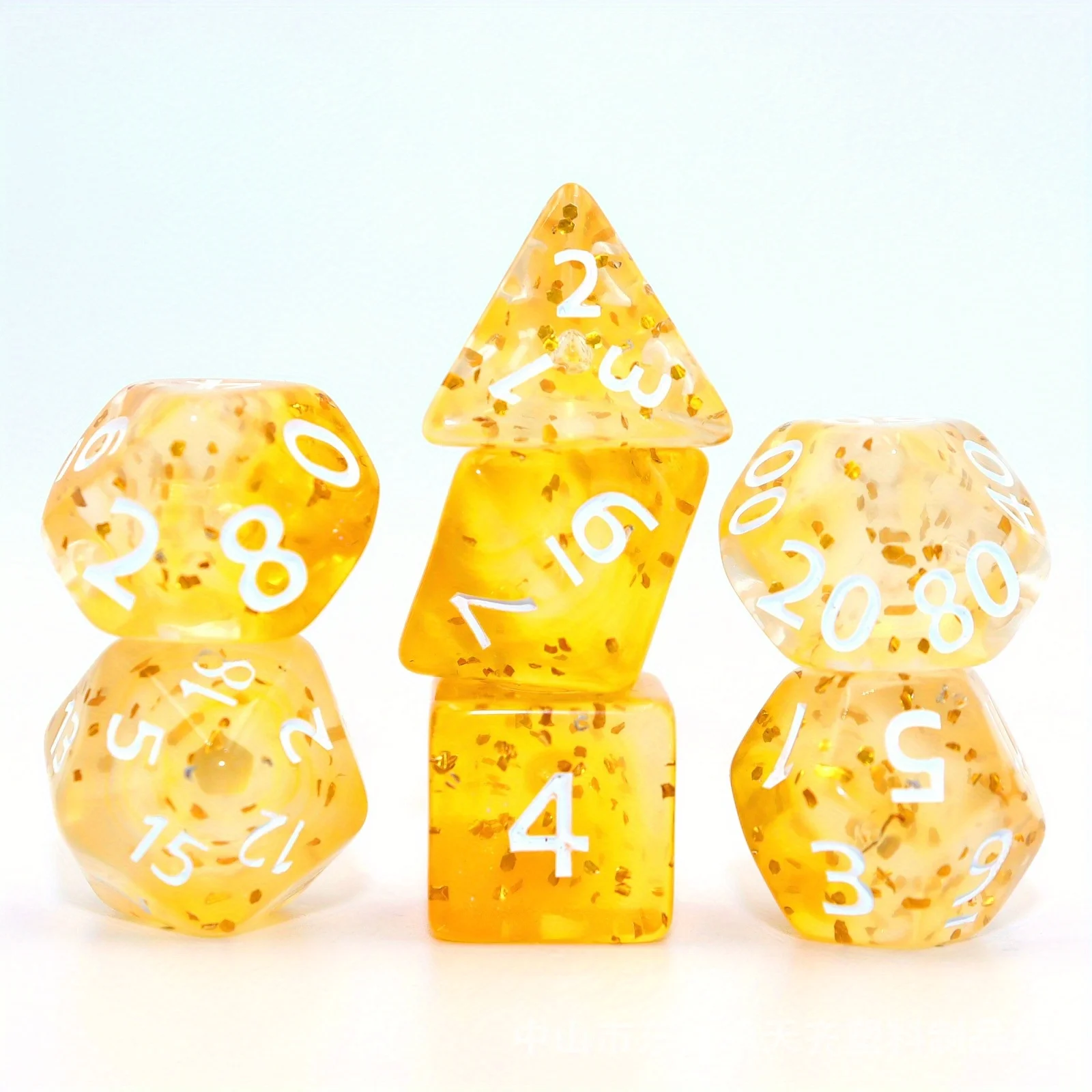 Conjunto De 7 Dados De Rpg De Mesa Estilo Cristal (amarelo), Multifacetados.