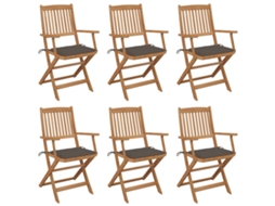 Folding Chair, Folding Chairs Vidaxl Cinzento-acastanhado Madeira De Acácia (n/a)