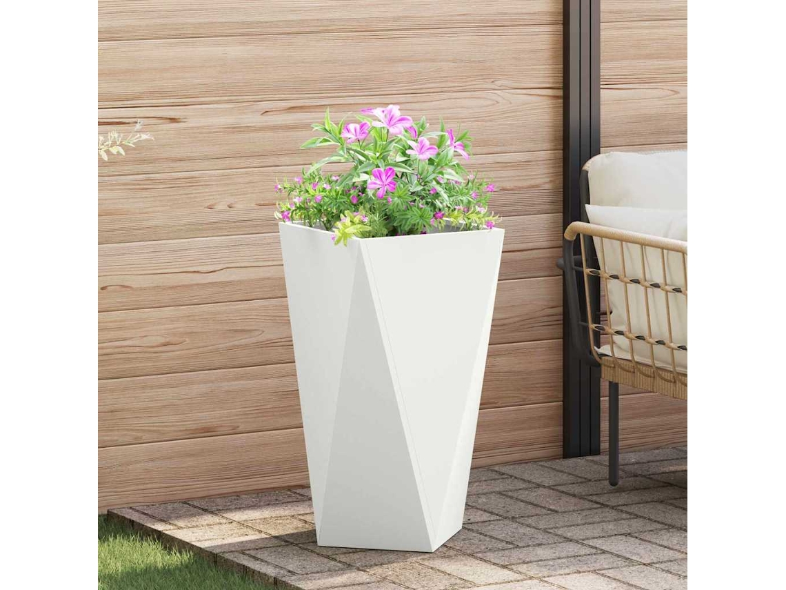 Vidaxl Floreira Branco 40 X 40 X 75 Cm Aço