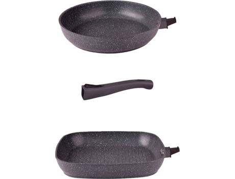 Conjunto Frigideira Ø 24 cm e Grelhador Ø 26 cm, Alumínio, Indução,