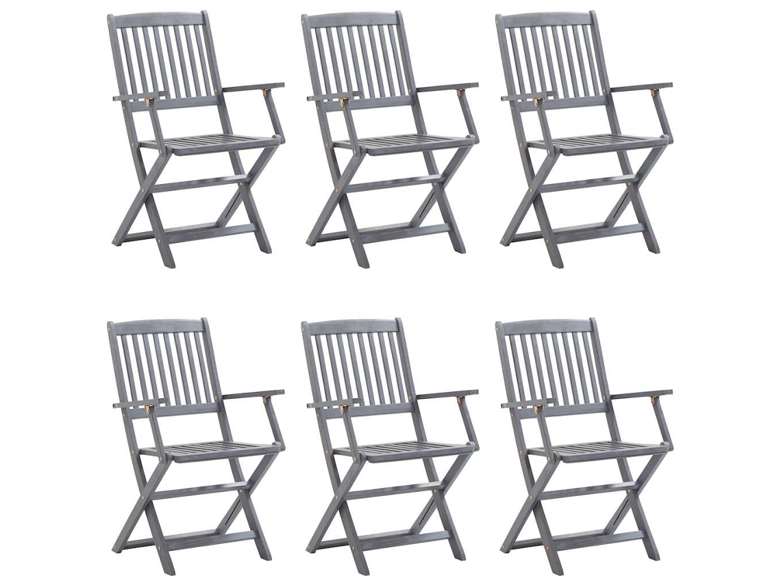 Maison Exclusive - Cadeiras Exterior Dobráveis C/ Almofadões 6 Pcs Acácia Maciça