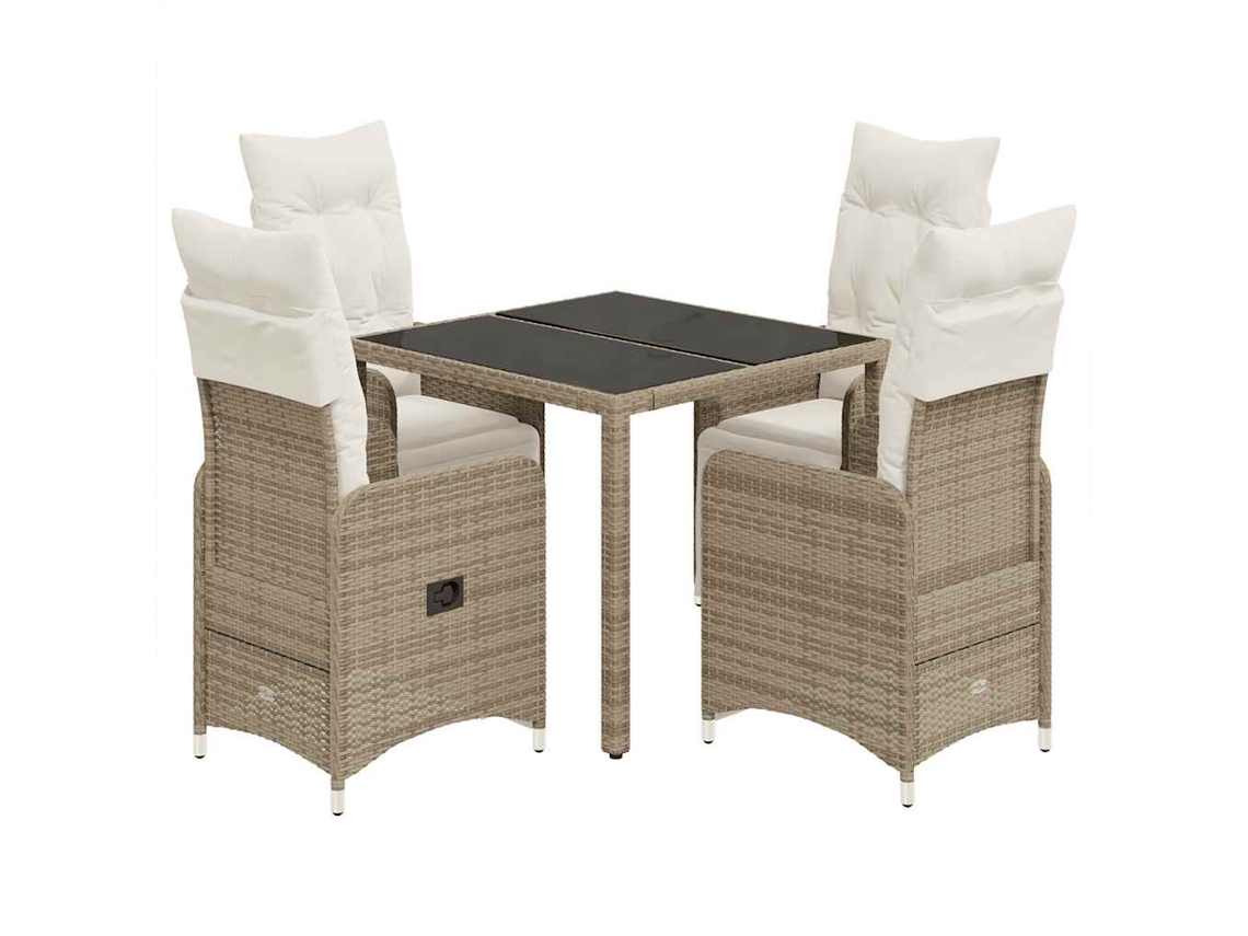 Conjunto de 5 Bistrôs de Jardim com Almofadões Vime Pe Castanho MAISON EXCLUSIVE