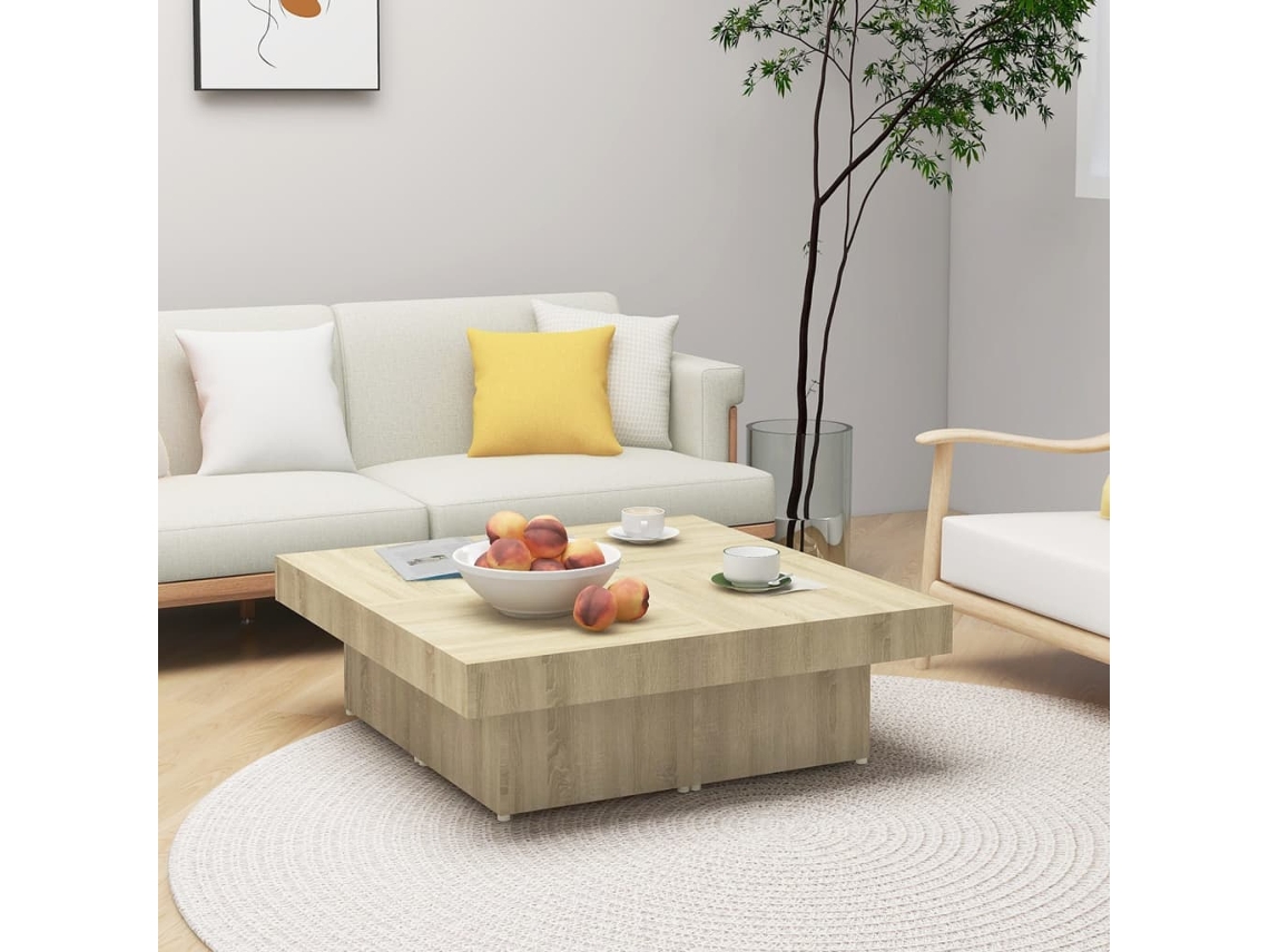 Vidaxl Mesa De Centro 90x90x28 Cm Contraplacado Carvalho Sonoma