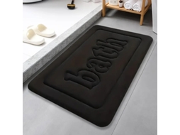 Tapete De Banheiro/entrada Decorativo Em Flanela, Antiderrapante E Absorvente, Com 1,2 Cm De Espessura, Na Cor Preta.