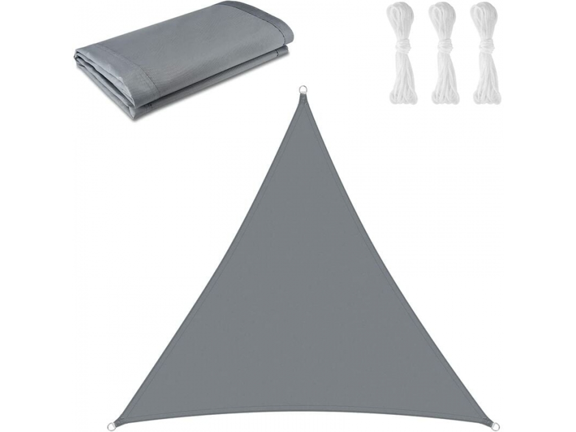 Vela De Sombra Triangular De 3 X 3 X 3 M Con Protección Uv Para Exteriores, Patios Y Jardines, Color Gris Hdd