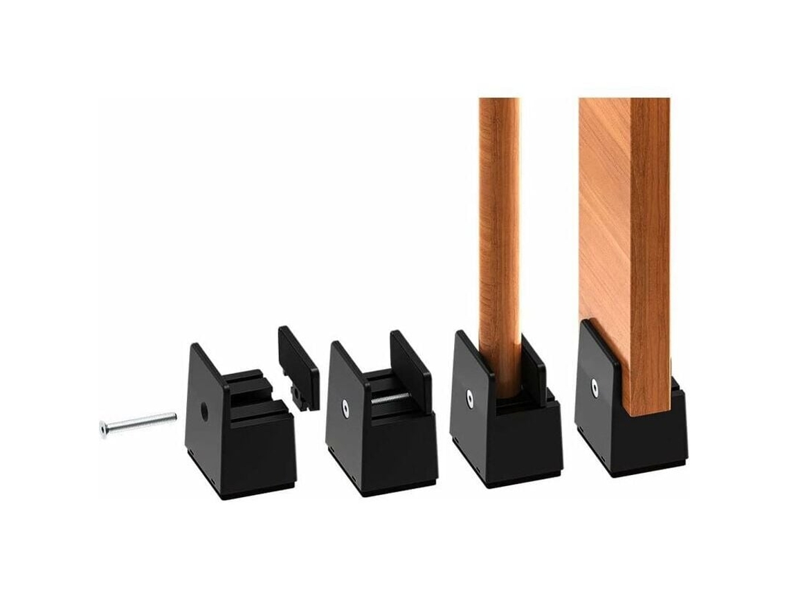 Lurelia Elevador Para Móveis, Pack Com 4, Ajustável, Reforçado, Empilhável, Para Cama, Sofá E Mesa, 5 Cm, Preto/madeira