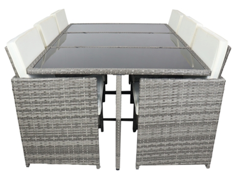 Conjunto De Mobiliário De Jardim De 7 Peças Em Rotim Vcm