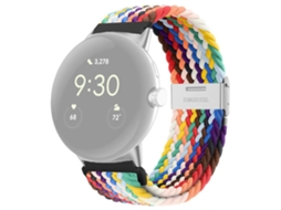 Bracelete de Nylon Design de Fivela Ajustável Respirável para Google Pixel Watch Arco-Íris