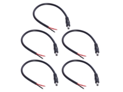 Lurelia Cabo Adaptador De Alimentação Dc 5,5 X 2,1 Mm, Routers E Modems, 5 Unidades, 5.5x2.1mm, 14awg, Indicador Led, Preto