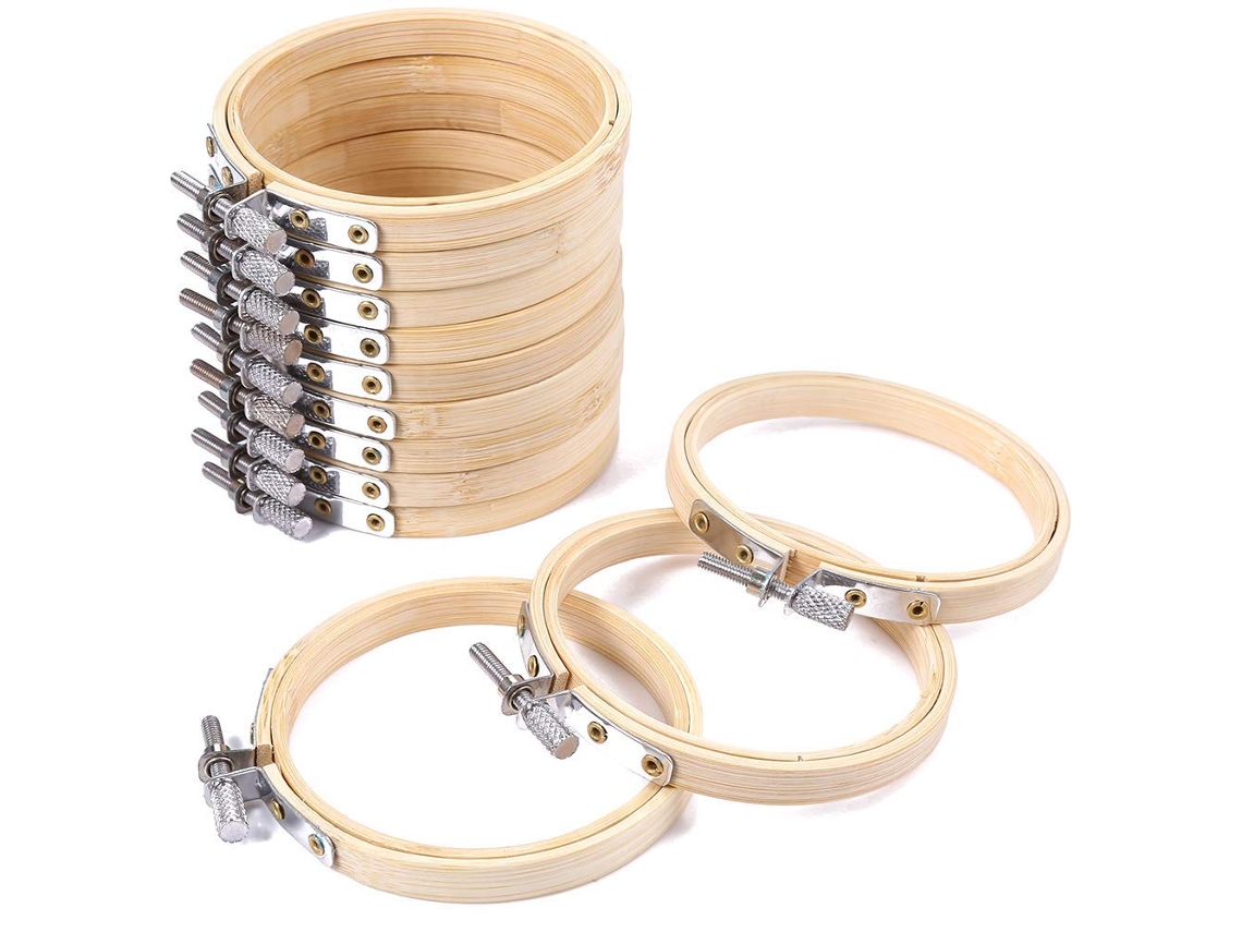 Aro de Bordado de Bambu Leve para Artesanato e Bordado de Cruz 8cm com S/MARCA