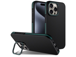 Suporte Casa Para Iphone 14 Pro Pele Sintética Magnética Verde