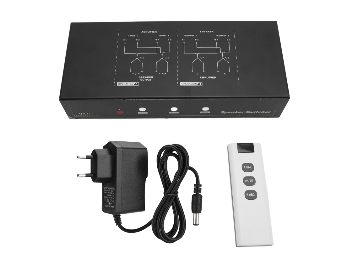 Aetheria comutador de Alto falantes Amplificador 2 Entradas 1 Saída com Controle Remoto para Home Theater Plugue Eu