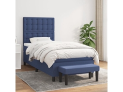 Cama Com Molas/colchão 80x200 Cm Tecido Azul