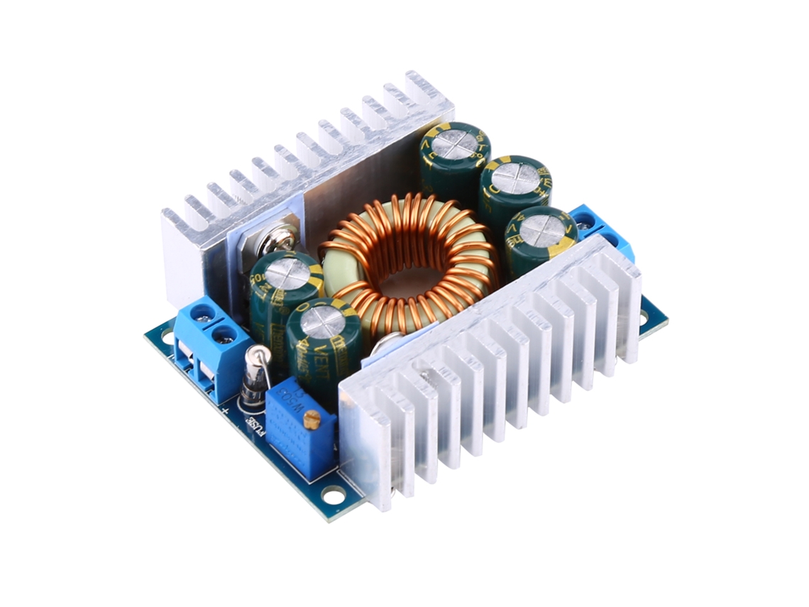 Módulo Conversor Dc-dc Buck 4.5v-30v Para 0.8v-12v 100w 12a Com Dissipadores De Calor E Capacitores De Alta Frequência