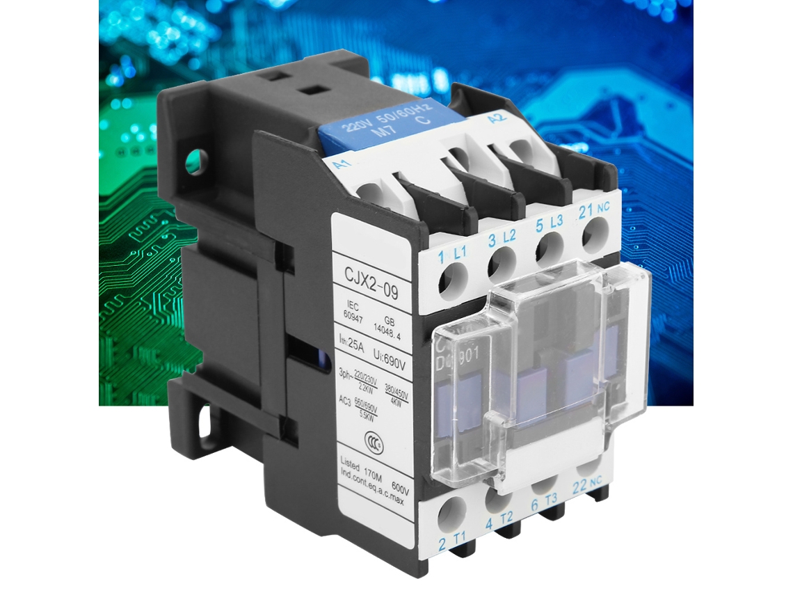 Laxiscreed Contactor Ac Cjx2-0901 Com Guia Montado, 9a, Ideal Para Indústria