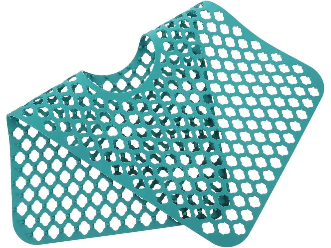 Tapete de silicone verde Luxshiny para pia de cozinha, com ralo, fácil de limpar, protetor antiderrapante.