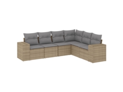 Conjunto de 6 Sofás P/ Jardim com Almofadões Vime Pe Bege MAISON EXCLUSIVE (80x200 cm)