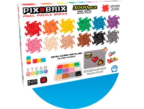 Blocos de Construção PIX BRIX Brick Container - Medium Palette (Idade Mínima Recomendada: 6 anos - 3000 Peças)
