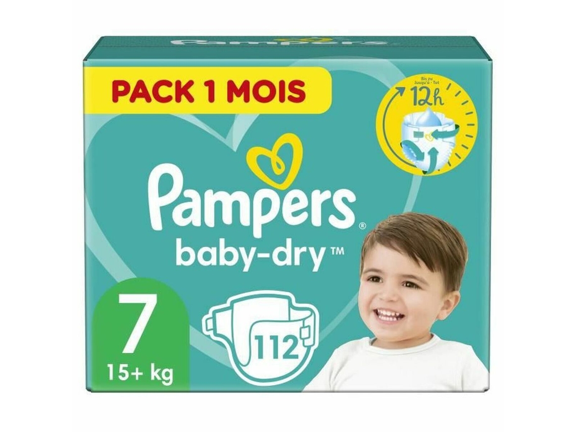Fraldas descartáveis PAMPERS BabyDry 7 112 uds Worten.pt