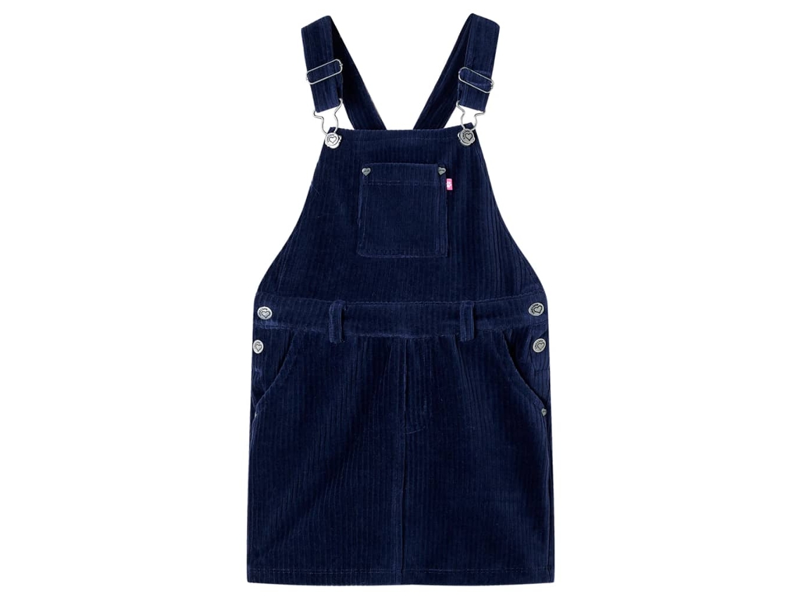 Vestido Com Peitilho Para Criança Bombazina Azul-marinho 92