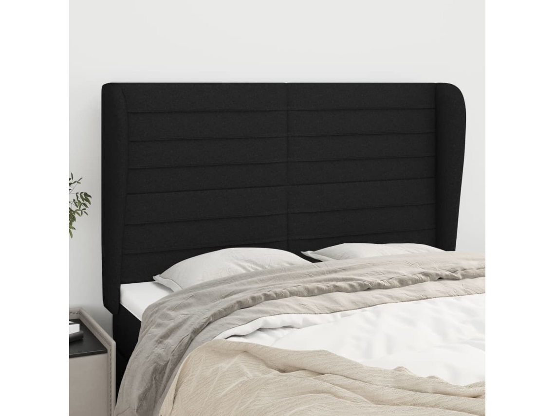 Cabecero con Alas de Tela 147x23x118/128 Cm Negro