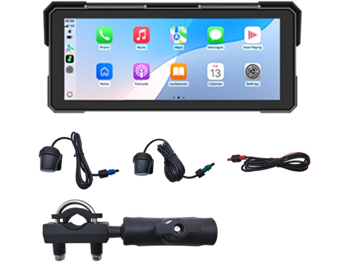 Reprodutor Mp5 para Motocicleta com Tela de 8,1 Polegadas, Navegação, À Prova D'água, Bluetooth, Portátil e Sem Android Auto. SFUSHOS