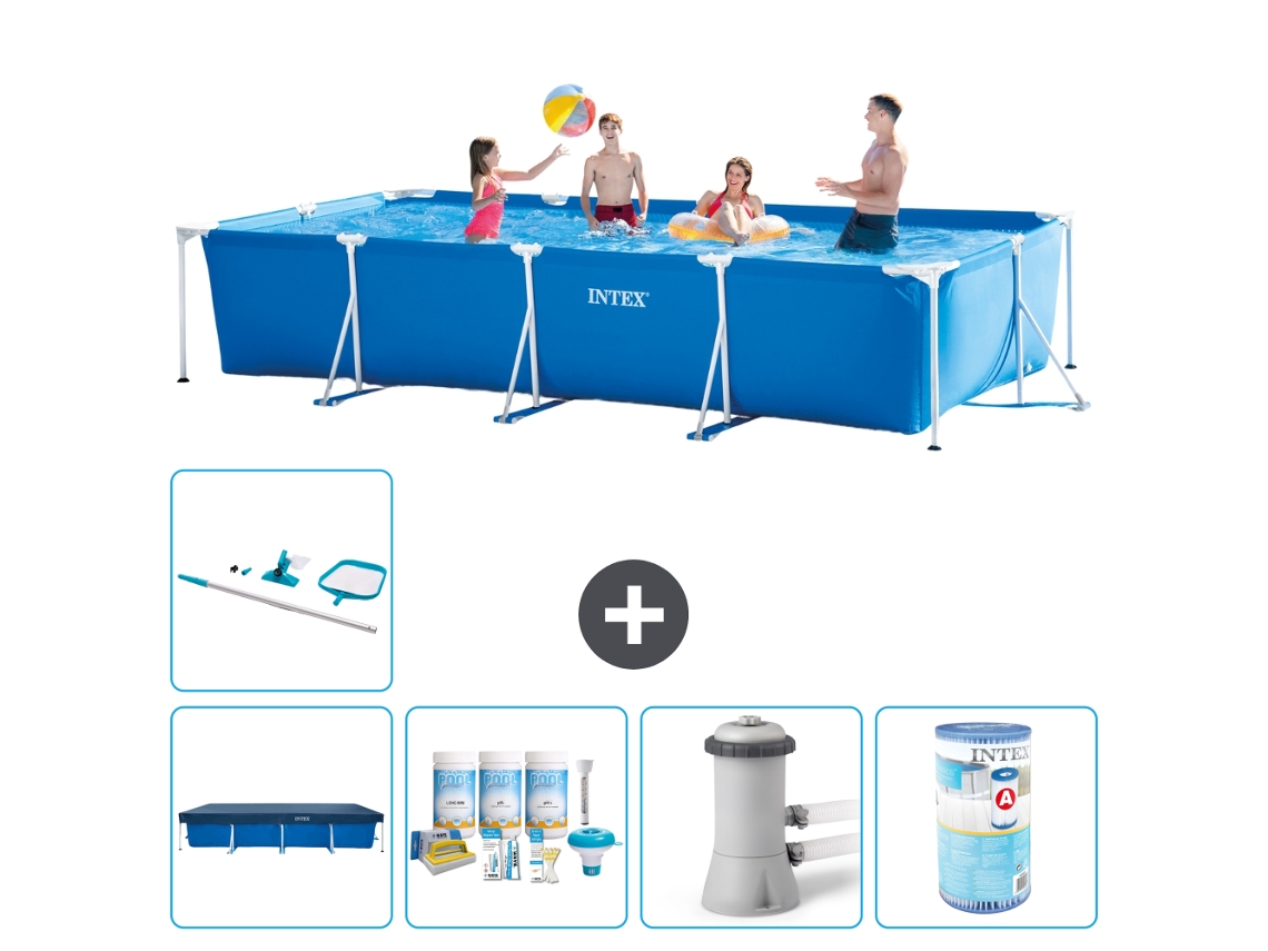 Intex Piscina Com Estrutura Retangular - 450x220x84 Cm - 6-peças S30247