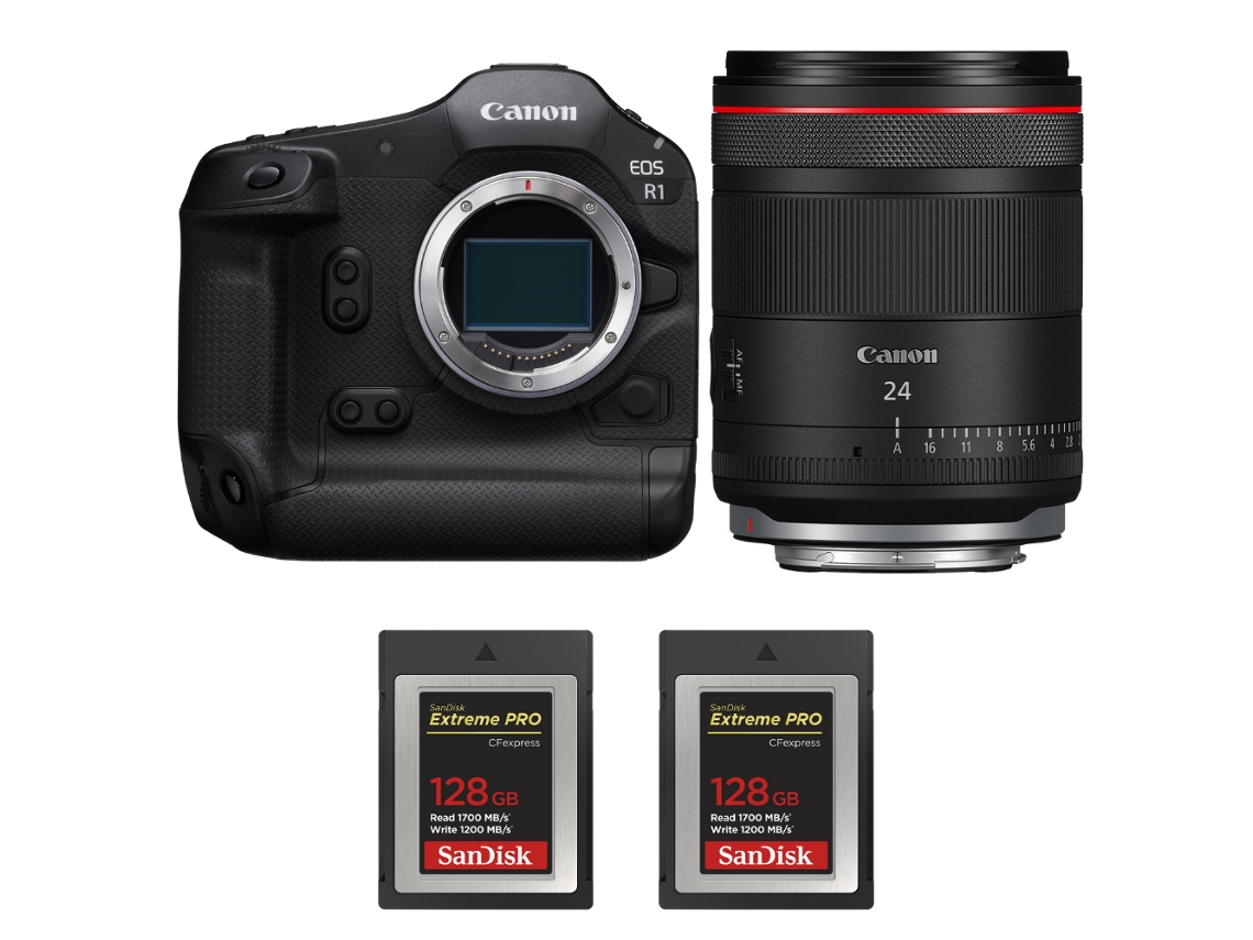 Eos R1 + Rf 24mm F/1.4 L Vcm + 2 Sandisk 128gb Extreme Pro Cfexpress Type B + Ebook “20 Dicas para Fotos Que Impressionam” CANON