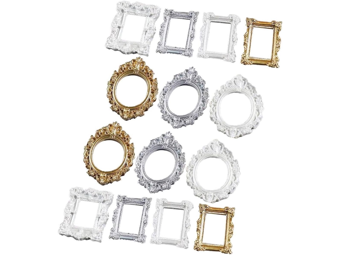 14 Molduras Barrocas Resina Decoração Diy Suporte Pequenos Projetos Mesmo 7 Modelos 2 Peças Acessórios GOKOCO