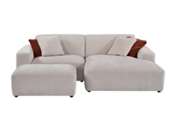 Tirono VENTE-UNIQUE.PT Sofá e chaise longue bege canelado de canto direito (254 x 161 x 80 cm)