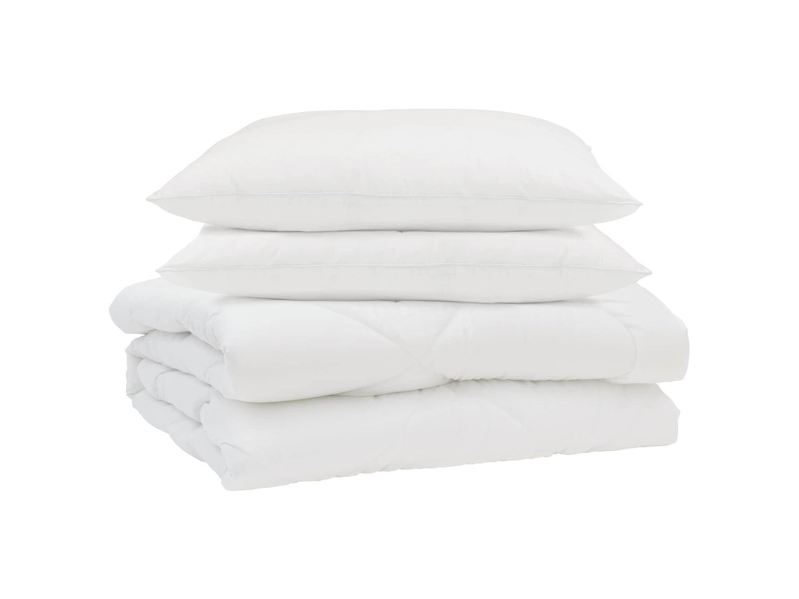 Vidaxl Edredom De Verão Simples 3 Pcs Branco Microfibra