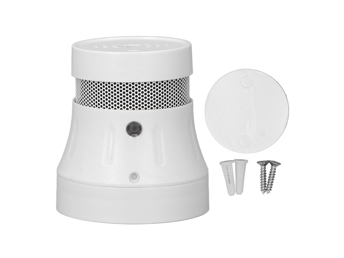 Detector de Fumo Inteligente com Botão de Auto verificação para Tuya Zigbee Alarme de Incêndio Abs | S/MARCA